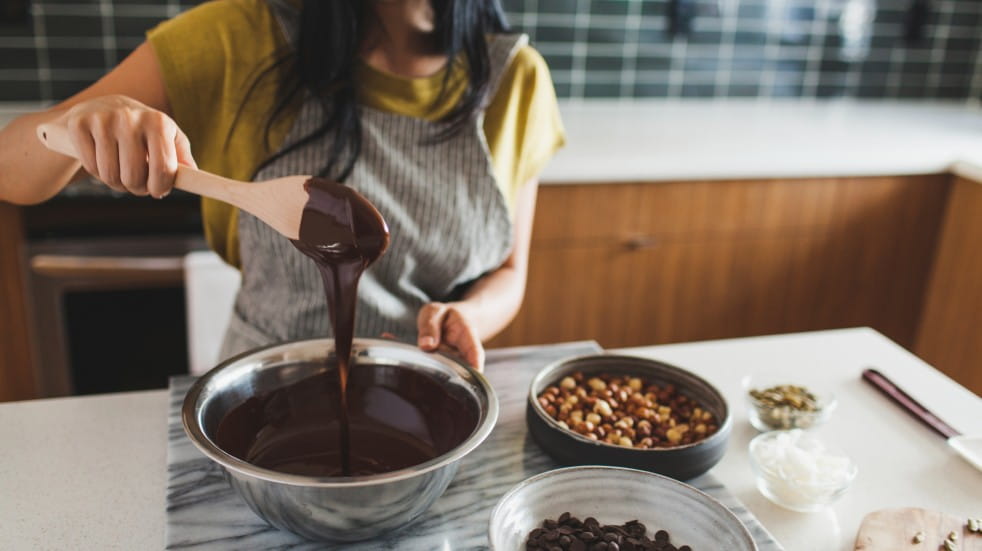 woman making chocolate